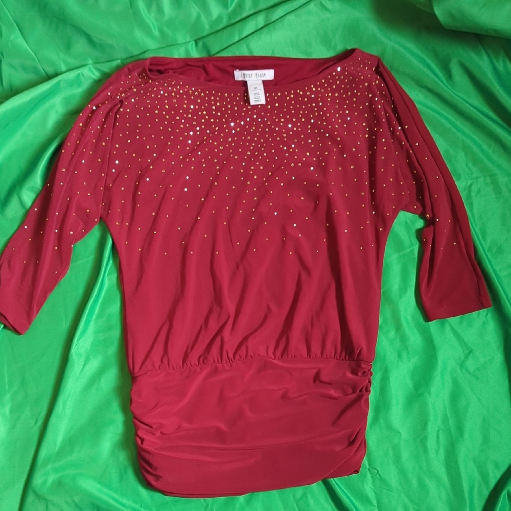 White House Black Market Red Embellished Women's Top